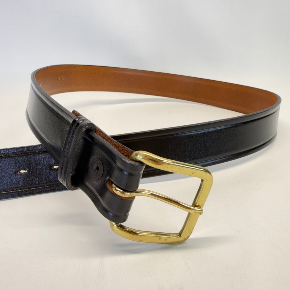Don Hume Black Leather Belt Solid Brass Buckle Mens Size 36